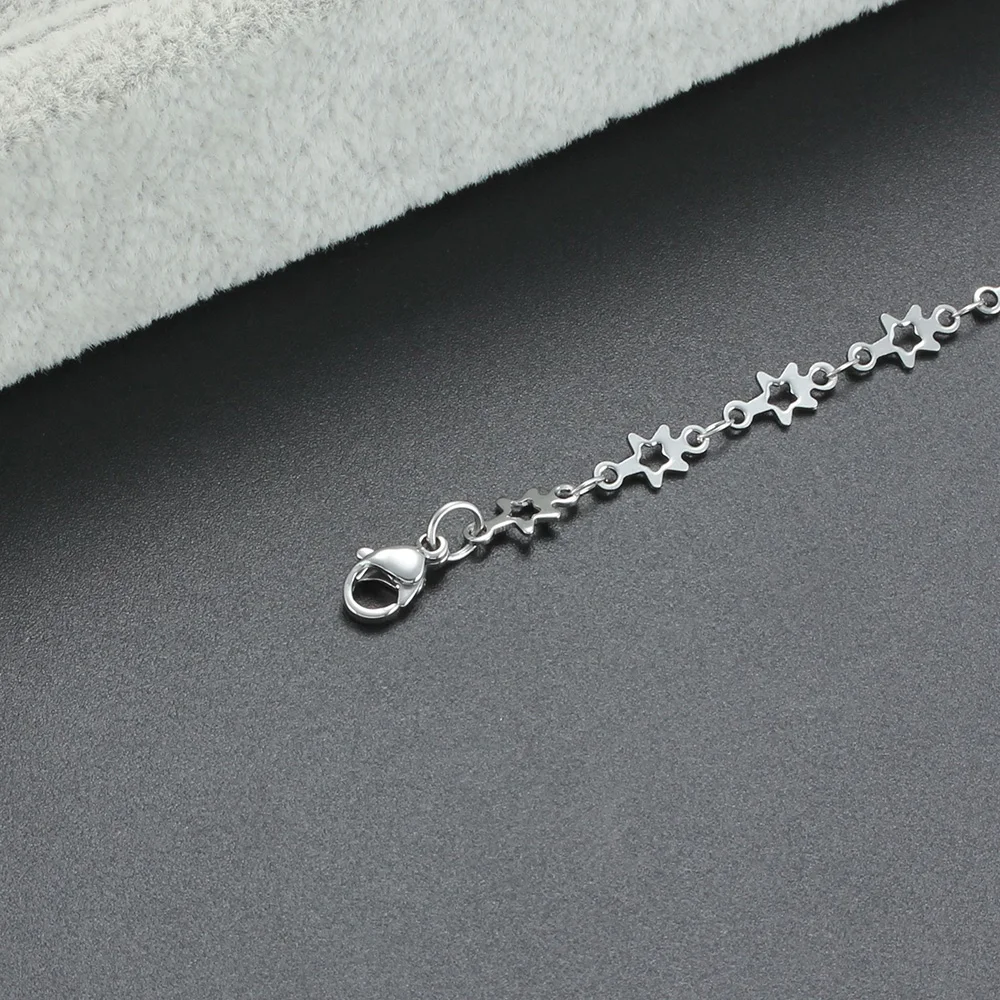 Хирургический браслет-цепочка из нержавеющей стали с шестью звездочками для женщин, серебряный Шарм, классические женские украшения, подарок 3