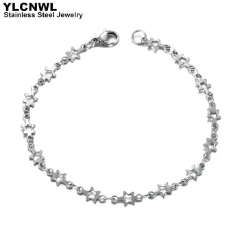 Хирургический браслет-цепочка из нержавеющей стали с шестью звездочками для женщин, серебряный Шарм, классические женские украшения, подарок
