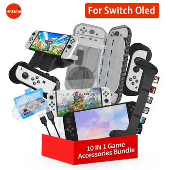 Сумка для коммутатора для Nintendo Switch с комплектом аксессуаров Nintendo Switch 10 в 1 и рукояткой для большого пальца 2 шт.