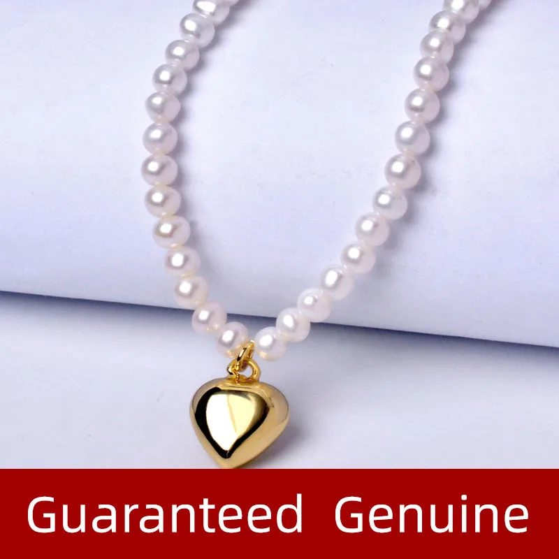 XF800 Ожерелье из настоящего натурального пресноводного жемчуга, ювелирные украшения, подвеска в виде круглого сердца, подарок на день рождения для женщин, белый X601 4