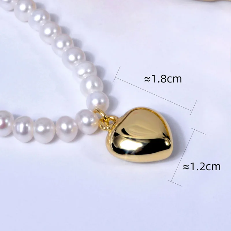 XF800 Ожерелье из настоящего натурального пресноводного жемчуга, ювелирные украшения, подвеска в виде круглого сердца, подарок на день рождения для женщин, белый X601 5