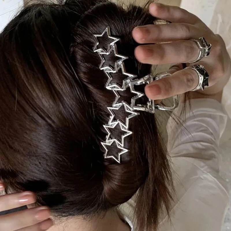 Y2k Harajuku Hair Claws Полая Звезда Пентаграмма Love Heart Sweet Cool Шарм Трендовая Шпилька для Женщин Эстетика Аксессуары Для Волос 0