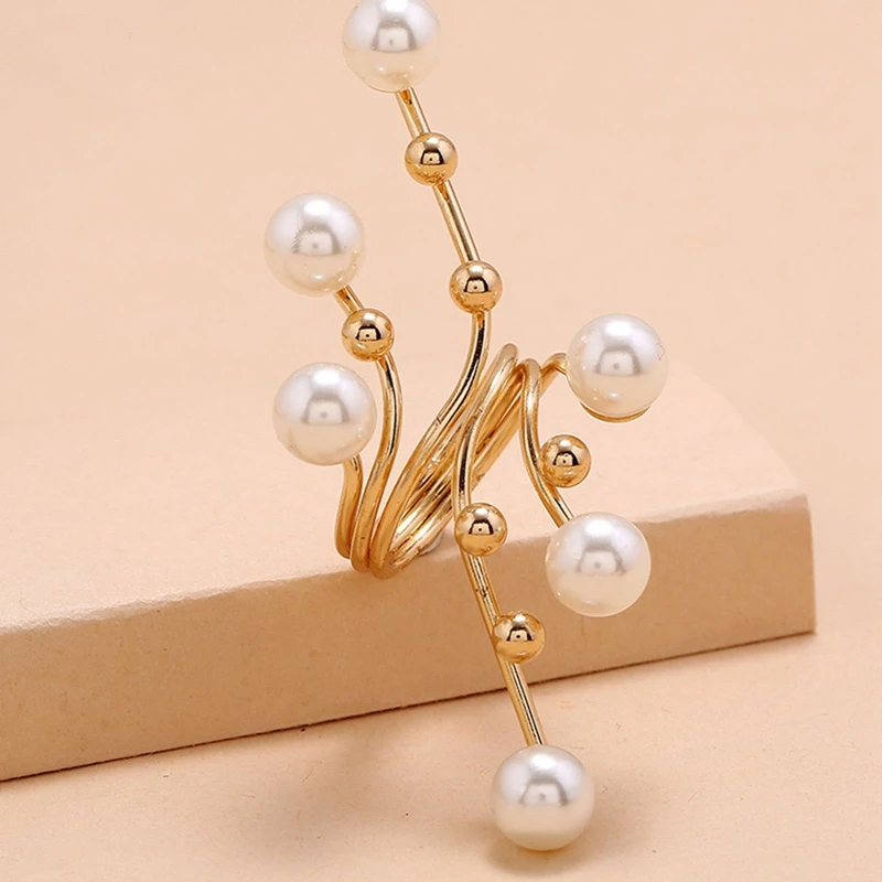 Европейское и американское модное преувеличение, Двухслойные кольца с крупным жемчугом для женщин, украшения для свадебной вечеринки, подарок Anillos Mujer 4