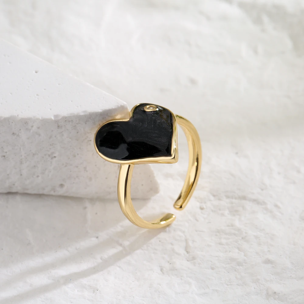 Модное кольцо Mafisar с медным покрытием Цвета циркона, с каплями масла в форме сердца, Геометрическое Открытое регулируемое кольцо, подарок для женской вечеринки, ювелирные изделия 2