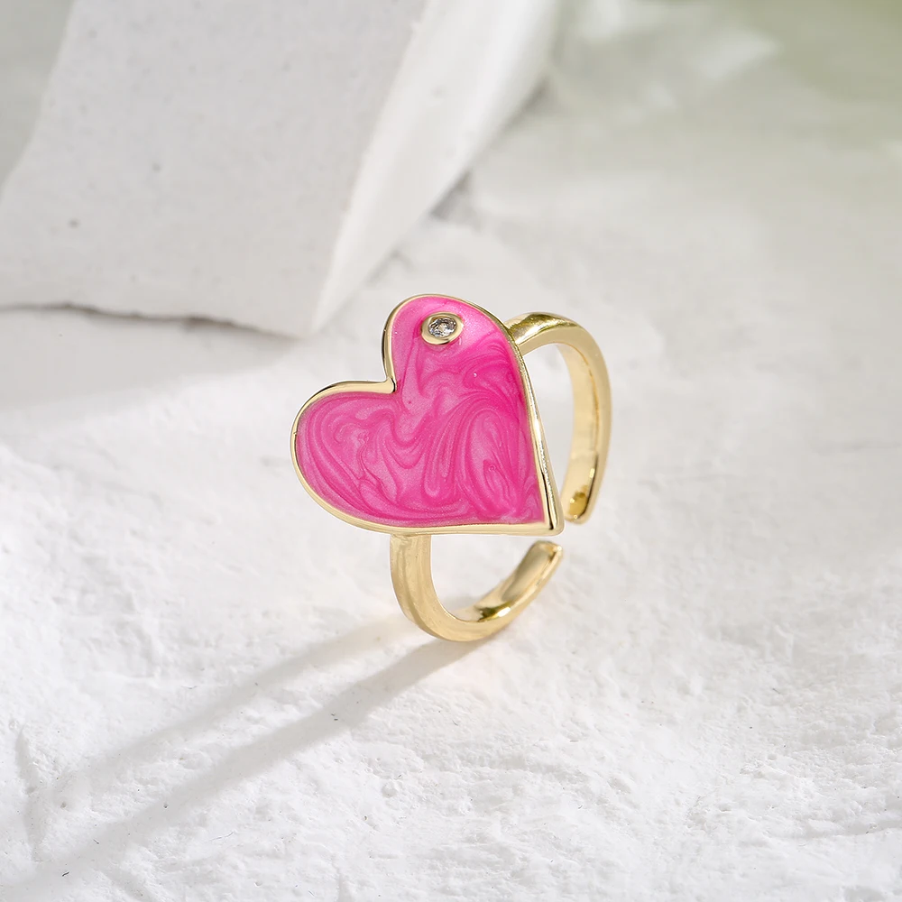 Модное кольцо Mafisar с медным покрытием Цвета циркона, с каплями масла в форме сердца, Геометрическое Открытое регулируемое кольцо, подарок для женской вечеринки, ювелирные изделия 3