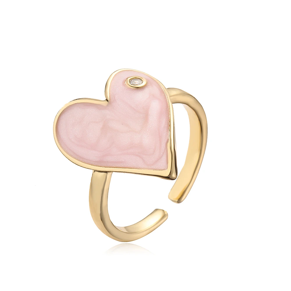 Модное кольцо Mafisar с медным покрытием Цвета циркона, с каплями масла в форме сердца, Геометрическое Открытое регулируемое кольцо, подарок для женской вечеринки, ювелирные изделия 4