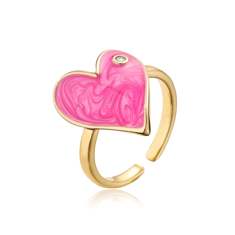 Модное кольцо Mafisar с медным покрытием Цвета циркона, с каплями масла в форме сердца, Геометрическое Открытое регулируемое кольцо, подарок для женской вечеринки, ювелирные изделия 5