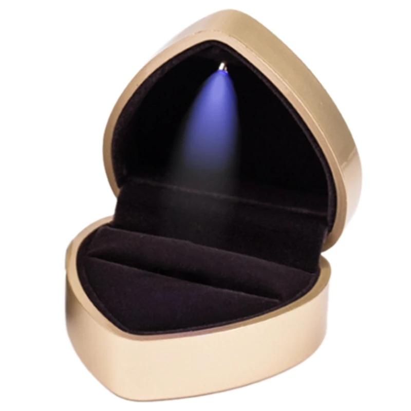 Светодиодная коробка для обручальных колец в форме сердца с витриной для хранения ювелирных изделий 0