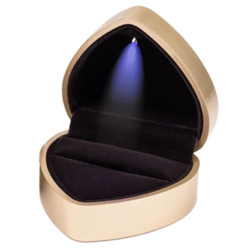 Светодиодная коробка для обручальных колец в форме сердца с витриной для хранения ювелирных изделий