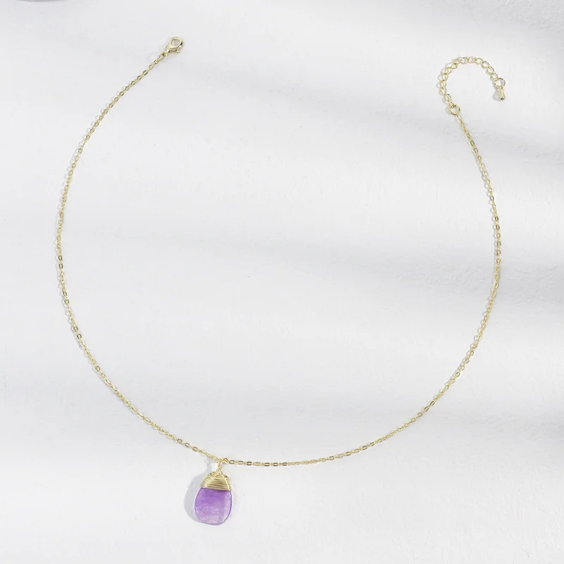 Классическое простое ожерелье с подвеской в виде фиолетовой капли смолы для женщин, летнее Новое ювелирное колье с цепочкой на ключице ручной работы, подарки для ювелирных изделий 2