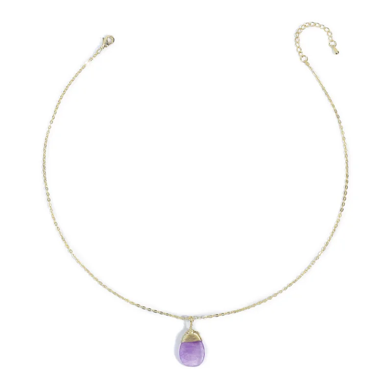 Классическое простое ожерелье с подвеской в виде фиолетовой капли смолы для женщин, летнее Новое ювелирное колье с цепочкой на ключице ручной работы, подарки для ювелирных изделий 5