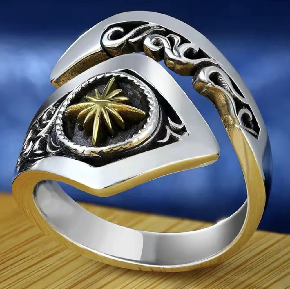 Модные украшения, властное кольцо Бога Солнца для мужчин, ретро-аксессуары в стиле хип-хоп, модные женские кольца в индийском стиле 0