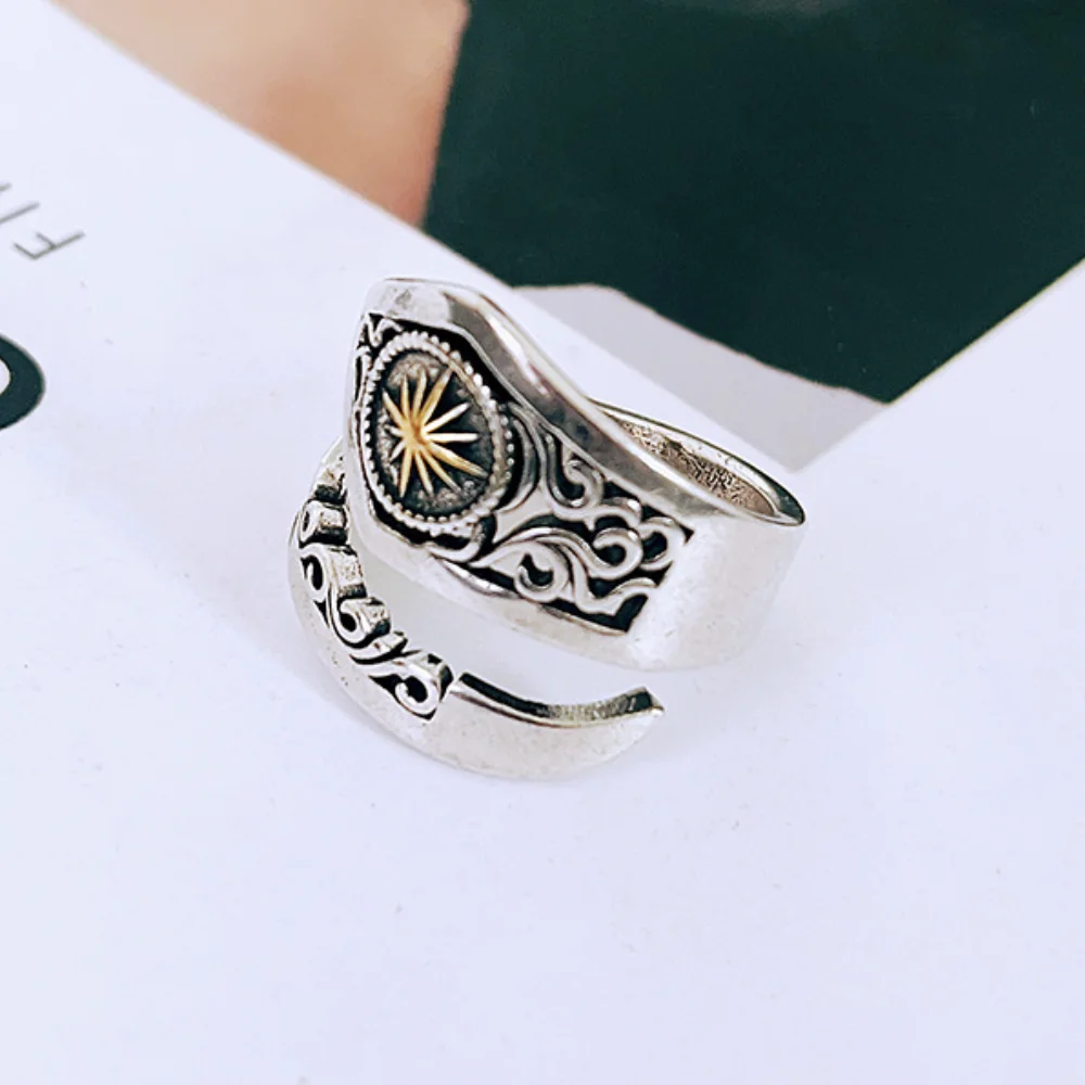 Модные украшения, властное кольцо Бога Солнца для мужчин, ретро-аксессуары в стиле хип-хоп, модные женские кольца в индийском стиле 3
