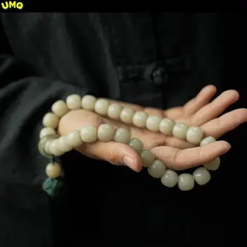 Тот же Цзяннаньский Туманный Дождь Белый нефритовый Бодхи ручной браслет Buddha Bead Art Play
