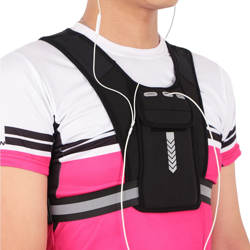 Спортивный жилет, сумка для телефона, светоотражающий спортивный нагрудный чехол для телефона, многофункциональный нагрудный чехол для телефона, легкий для езды на велосипеде и пеших прогулок на открытом воздухе. 2