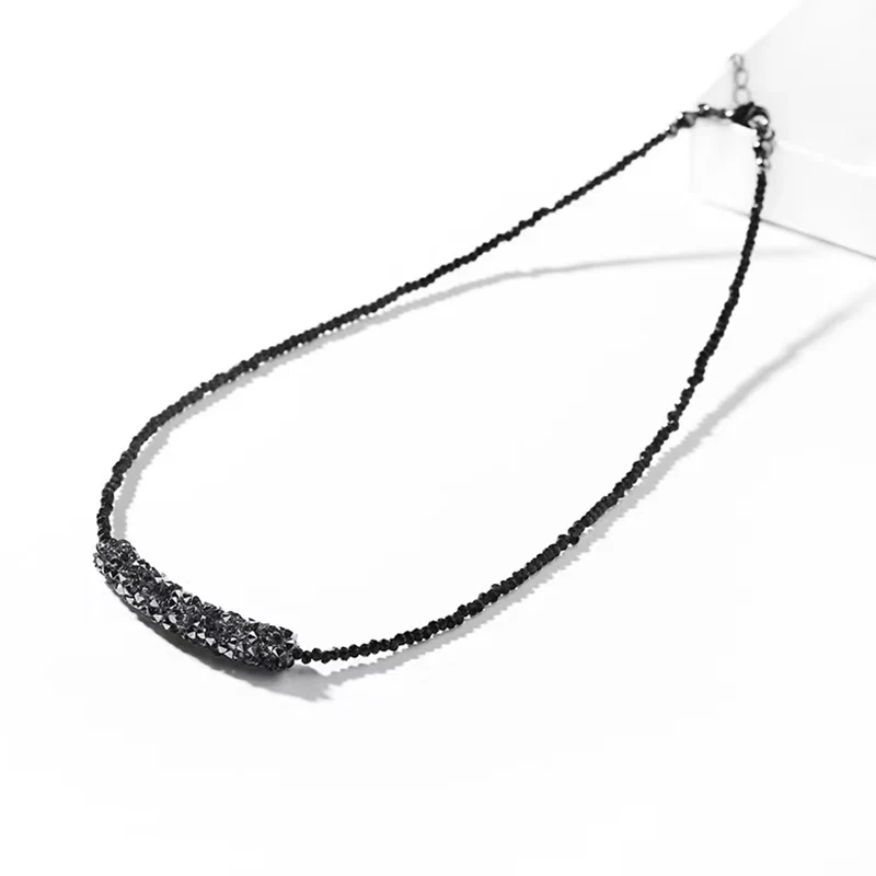 Новое модное простое ожерелье с подвесками из черного горного хрусталя, готические украшения, Чокер, цепочка для ключиц, высококачественный художественный дизайн 1