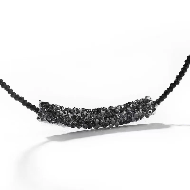 Новое модное простое ожерелье с подвесками из черного горного хрусталя, готические украшения, Чокер, цепочка для ключиц, высококачественный художественный дизайн 4