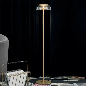 Светодиодный торшер постмодернистский круглый стеклянный торшер дизайнерская лампа для гостиной офиса, прикроватная лампа для спальни