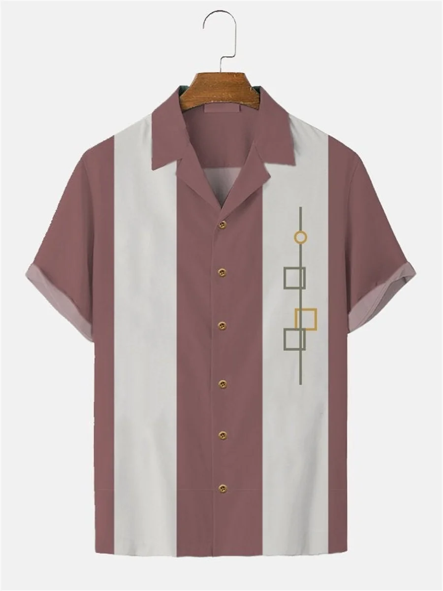 Плюс Размер, новая повседневная рубашка в полоску 2023 года для мужчин, гавайская рубашка европейского размера, уютный и дышащий модный топ с короткими рукавами 2