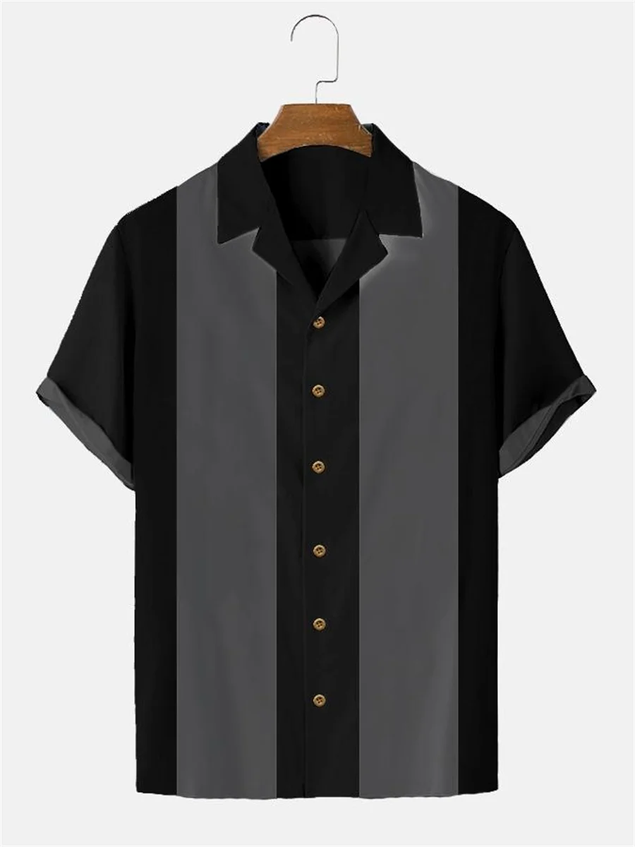 Плюс Размер, новая повседневная рубашка в полоску 2023 года для мужчин, гавайская рубашка европейского размера, уютный и дышащий модный топ с короткими рукавами 4