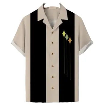 Плюс Размер, новая повседневная рубашка в полоску 2023 года для мужчин, гавайская рубашка европейского размера, уютный и дышащий модный топ с короткими рукавами