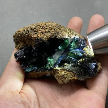 100% натуральный редкий бразильский вивианит (Голубая железная земля), образцы минералов, камни и кристаллы, целебные кристаллы кварц