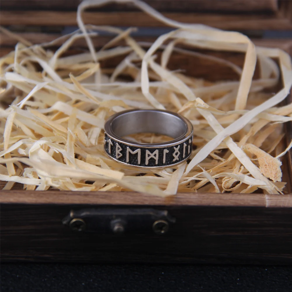 Никогда не выцветающие кольца с рунами Викингов из нержавеющей стали для мужчин Винтажного цвета с тотемом викингов Odin, мужские кольца, ювелирные изделия 0