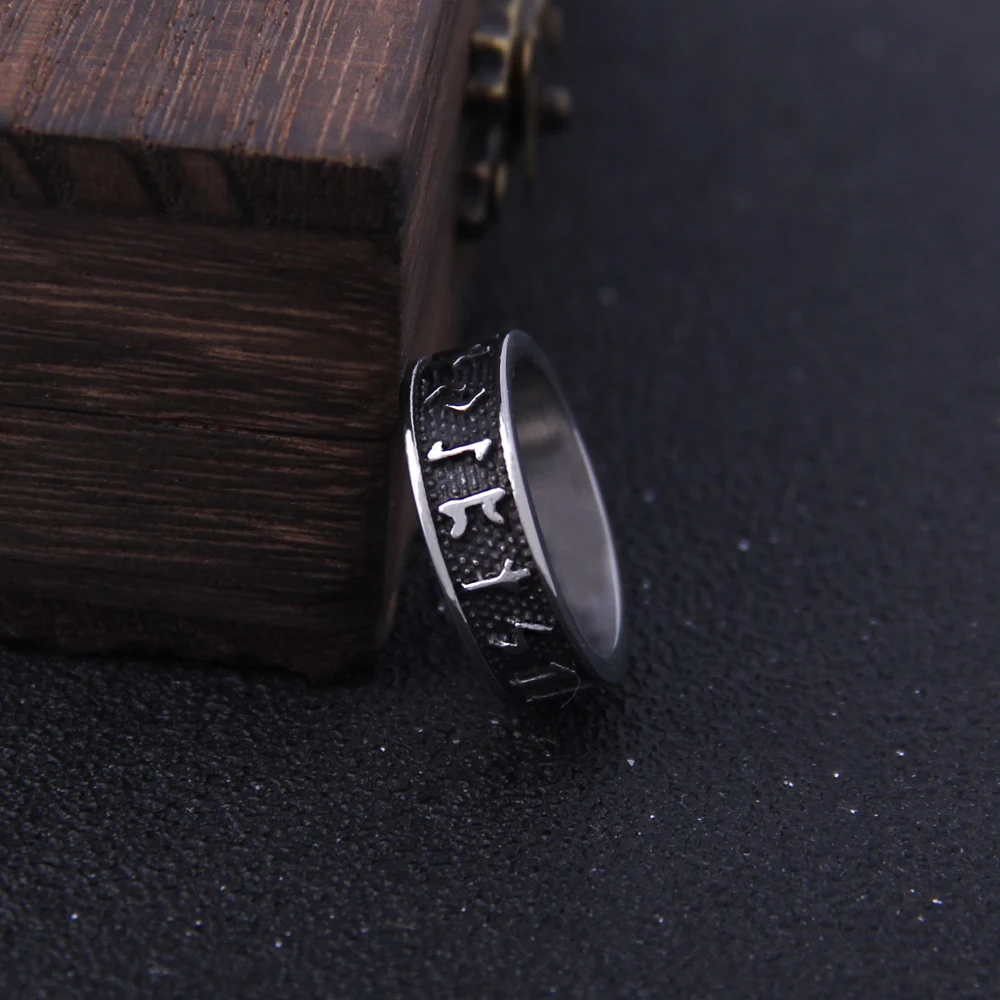 Никогда не выцветающие кольца с рунами Викингов из нержавеющей стали для мужчин Винтажного цвета с тотемом викингов Odin, мужские кольца, ювелирные изделия 3