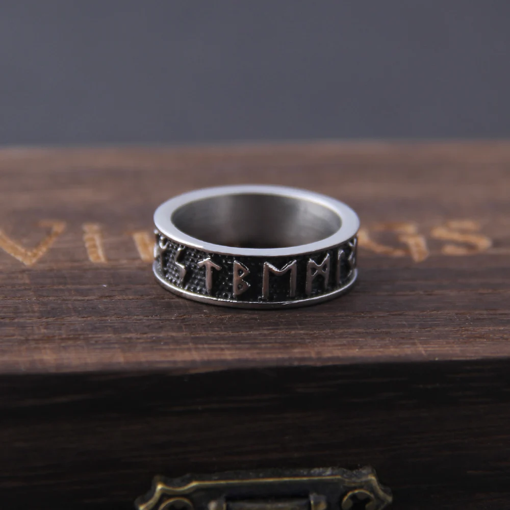 Никогда не выцветающие кольца с рунами Викингов из нержавеющей стали для мужчин Винтажного цвета с тотемом викингов Odin, мужские кольца, ювелирные изделия 4