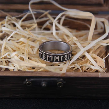 Никогда не выцветающие кольца с рунами Викингов из нержавеющей стали для мужчин Винтажного цвета с тотемом викингов Odin, мужские кольца, ювелирные изделия