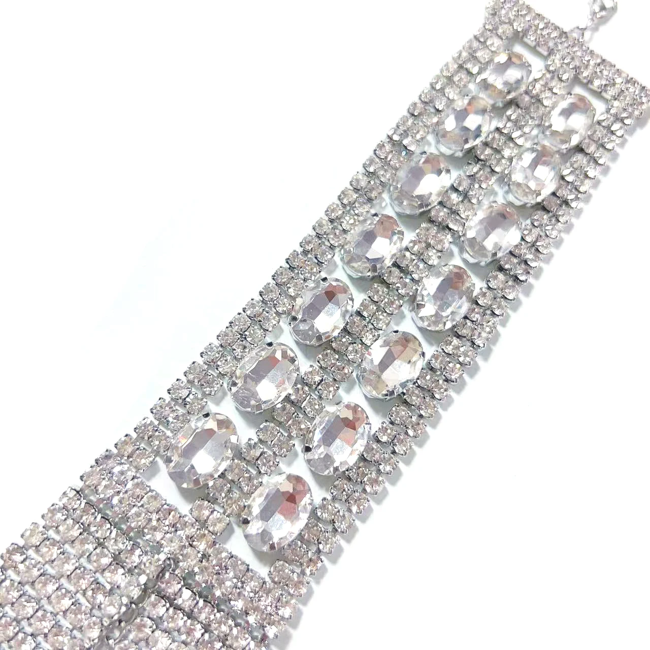 Новейший модный сверкающий горный хрусталь, полый браслет, Роскошный женский браслет с длинной кисточкой, Свадебный кристалл, Регулируемый браслет 5