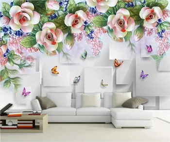 beibehang Пользовательские обои 3D стерео цветочная фреска гостиная спальня ТВ фон настенная декоративная живопись 3d обои фрески