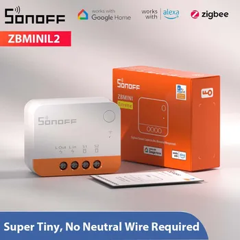 SONOFF ZBMINI L2 Zigbee Smart Switch Не требуется Нейтрали 2-Полосное управление своими руками Поддержка Alexa Google Home Яндекс Alice eWeLink