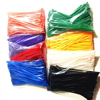 100 шт./пакет, 8 цветов, 5x200 мм, самоблокирующийся нейлоновый провод, кабельные стяжки, кабельные стяжки, белый, черный, красный, многоцветный кабель для крепления.
