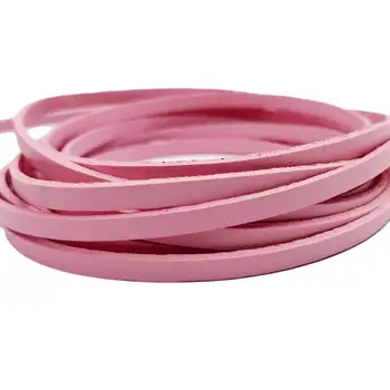 Розовый шнур Aaazee 5x2 мм, плоский кожаный ремешок 5 ярдов