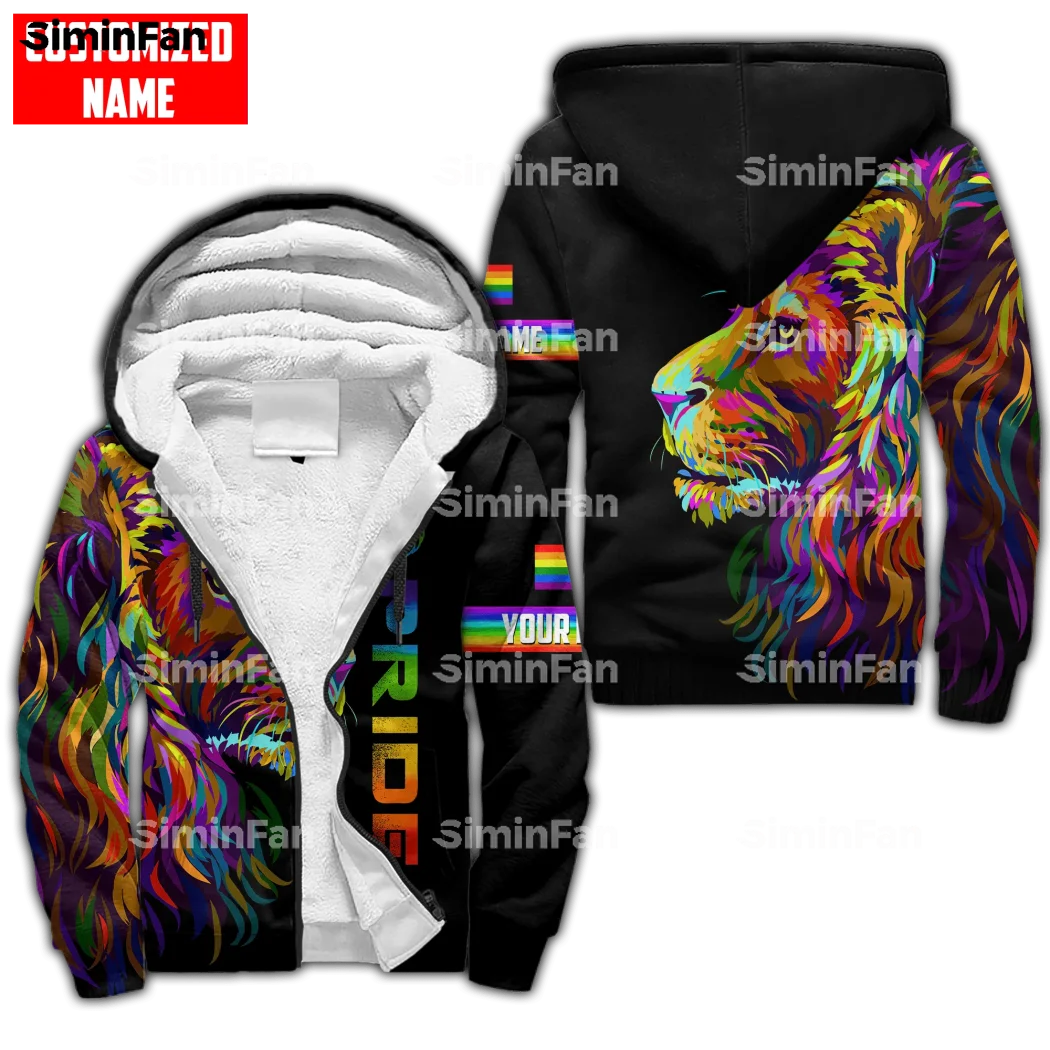 LGBT LION PRIDE RAINBOW 3D С полным принтом, теплая фланелевая куртка, флисовая толстовка на молнии, Зимнее утепленное пальто, Ветрозащитная верхняя одежда, пуловер 01 0