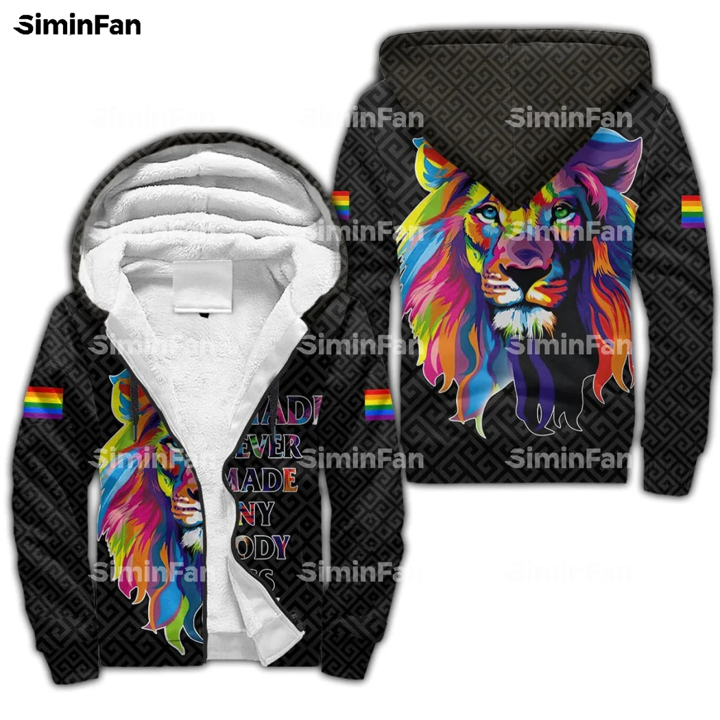 LGBT LION PRIDE RAINBOW 3D С полным принтом, теплая фланелевая куртка, флисовая толстовка на молнии, Зимнее утепленное пальто, Ветрозащитная верхняя одежда, пуловер 01 2