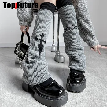 Длинные носки крест-накрест в стиле панк Харадзюку, женские гетры для косплея в стиле готической Лолиты Y2K для девочек, женские теплые тонкие гетры в готическом стиле