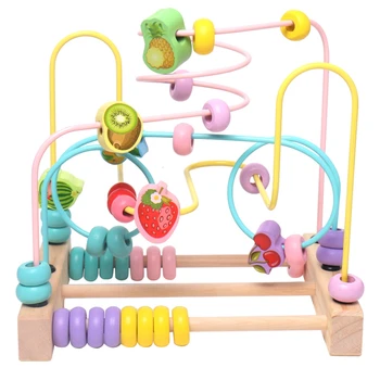Реквизит для раннего образования детей Деревянные математические игрушки Монтессори Счетные бусины Счеты вокруг бусин Развивающая игрушка Подарок детям на День Рождения