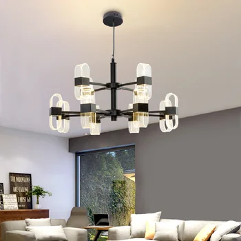 Черные Современные Простые люстры для столовой, гостиной, Деко, Подвесные светильники, светодиодные алюминиевые люстры AC90V - 260V, лампа-люстра