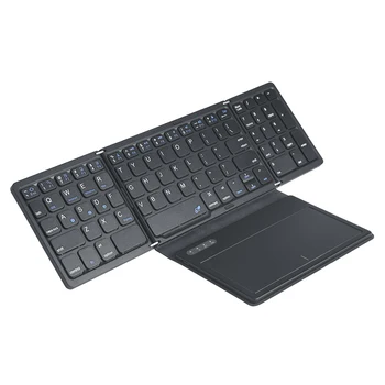 Bluetooth-совместимая клавиатура, 81 клавиша, беспроводной кожаный чехол, складная клавиатура с сенсорной панелью для универсального планшетного компьютера и телефона