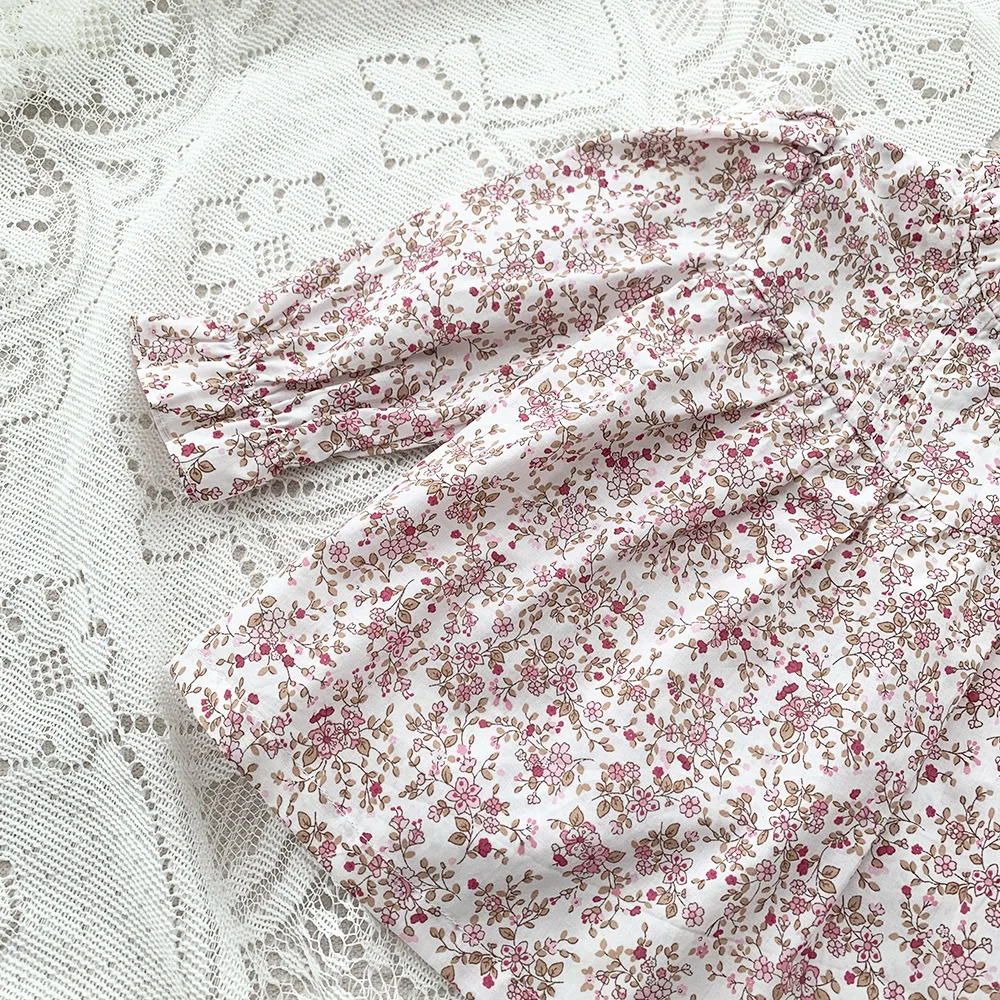 Детские юбки с цветочным рисунком, блузки из хлопка с ручной вышивкой для маленьких девочек, детская блузка для девочек с длинными рукавами, Мягкая Корейская 5