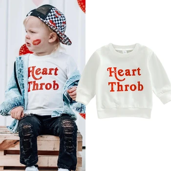 FOCUSNORM/ Толстовка для маленьких мальчиков на День Святого Валентина от 0 до 3 лет, футболки, пуловер с длинными рукавами и буквенным принтом, осенние топы