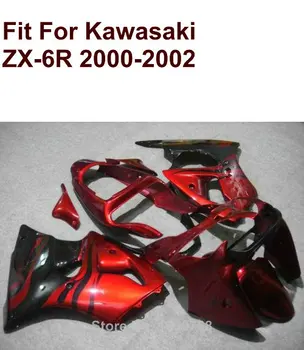Комплект мотоциклетных обтекателей для Kawasaki ZX6R красный черный 00 01 02 Ninja ZX 6R 636 2000 2001 2002 обтекатели CN25