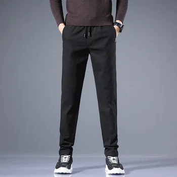 Мужские брюки Slim Fit Повседневная мужская классика Эластичность Модные черные хлопковые узкие брендовые брюки полной длины Мужские 38