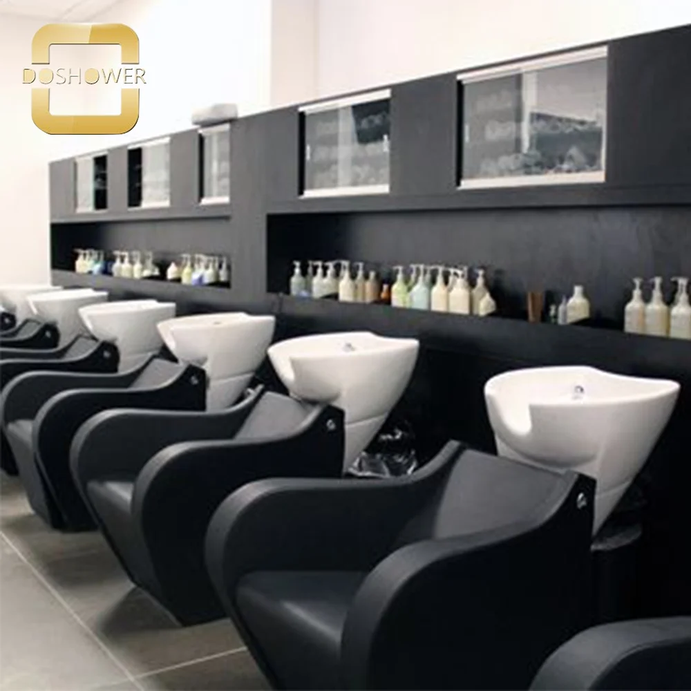 Чаши для шампуня, раковина и стулья с современным черным креслом для мытья шампунем для волос, кресло для мытья шампунем с насосом 3