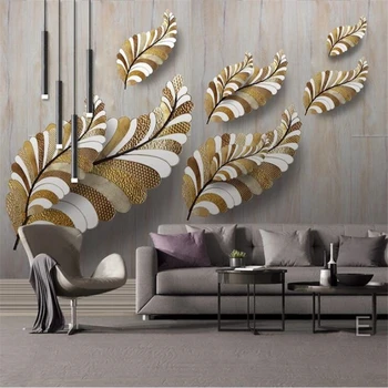 обои на заказ beibehang 3d фреска украшение гостиной спальни картина с 3d тиснением золотые листья фон дивана обои