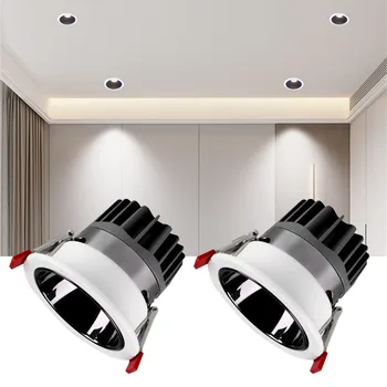 2 шт. Светодиодный прожектор, круглый встраиваемый потолочный светильник мощностью 7 Вт, 10 Вт, 12 Вт, Алюминиевый точечный светильник Focos для спальни, кухни, освещения ванной комнаты