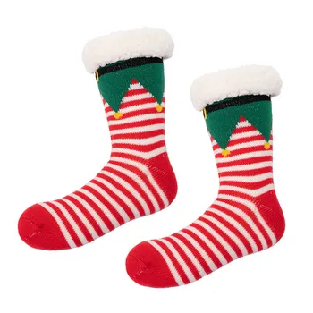 2021 Женские Рождественские носки, чулки-тапочки, осень-зима, кашемировые нескользящие чулки, Рождественская домашняя одежда, напольные носки