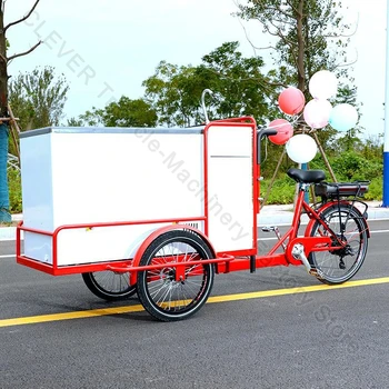 Велосипед с морозильной камерой большой мощности мощностью 500 Вт для тележки с мороженым, велосипед для уличной тележки с едой, трехколесный велосипед, киоск в торговом центре, передвижная электрическая тележка для мороженого